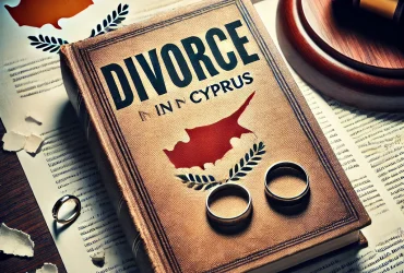 DALL·E 2024-11-05 23.06.16 - A symbolic image related to divorces in Cyprus, featuring a book with the word 'Divorce' on the cover. The setting includes a judge's gavel, broken we